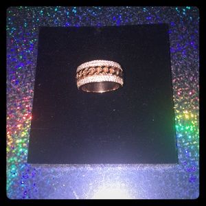 18k Rose Gold Plated “Cuban Link&Pave” Band Ring
